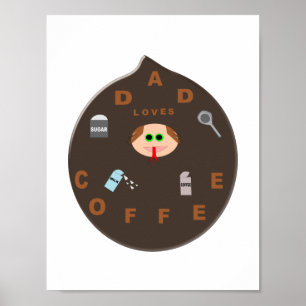 Pôster Cartaz do Monstro Pai Engraçado que Ama Café