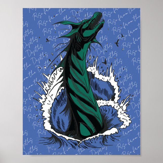 Poster Cartaz do Monstro Serpente do Mar Verde Ondas do O (Frente)