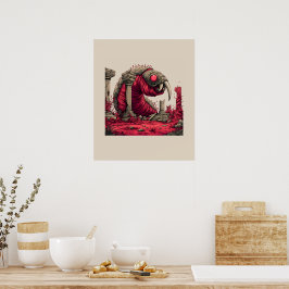Poster Cartaz do Monstro Verme Alienigena Vermelho Gigant