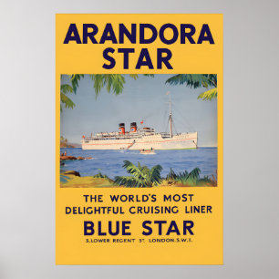 Poster Cartaz do Navio de Cruzeiro Arandora Star Vintage 