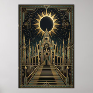 Poster Cartaz do Palácio do Eclipse Total Art Déco   Dour