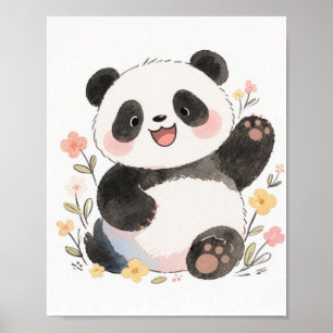 Poster Cartaz do Panda em Aquarela Fofa