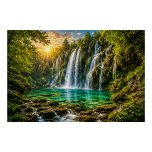Pôster Cartaz do Paraíso da Cachoeira Esmeralda