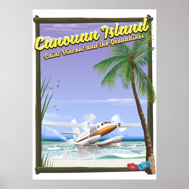 Pôster Cartaz do paraíso das ilhas Canouan do Caribe. (Frente)