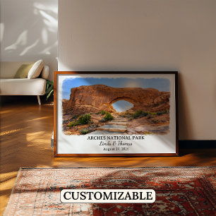 Poster Cartaz do Parque Nacional Arches Utah, Aquarela
