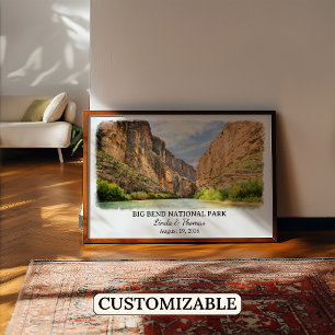 Poster Cartaz do Parque Nacional Big Bend Texas, Aquarela