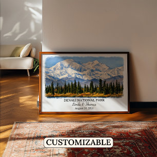 Poster Cartaz do Parque Nacional Denali Alasca, Aquarela