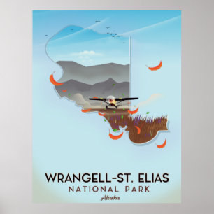 Poster Cartaz do Parque Nacional Wrangell-St. Elias Alasc