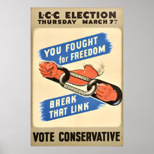 Poster Cartaz do Partido Conservador Britânico Socialista