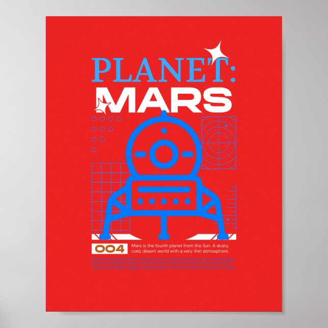 Poster Cartaz do planeta vermelho marte (Frente)