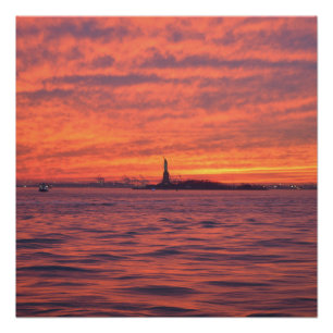 Pôster Cartaz do pôr do sol da Estátua da Liberdade