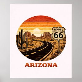 Poster Cartaz do Pôr do Sol da Faixa Retro do Deserto do