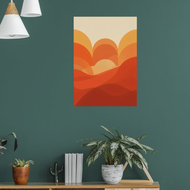 Poster Cartaz do pôr do sol das colinas rolantes retrô |  (Sala de Estar 1)