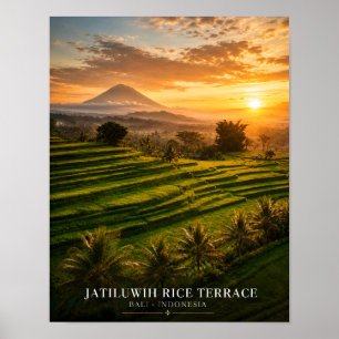 Poster Cartaz do pôr do sol do terraço de arroz Jatiluwih