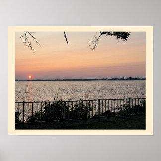 Poster Cartaz do pôr do sol na paisagem aquática