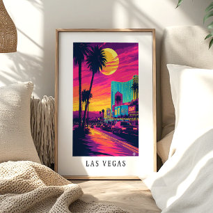 Poster Cartaz do pôr do sol neon de Las Vegas