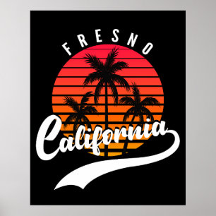 Poster Cartaz do Pôr do Sol Retro de Fresno
