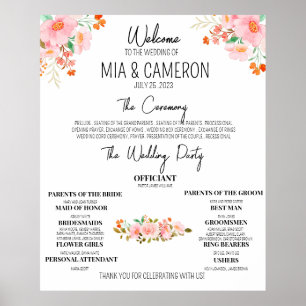 Poster Cartaz do Programa de Casamento Floral Verde