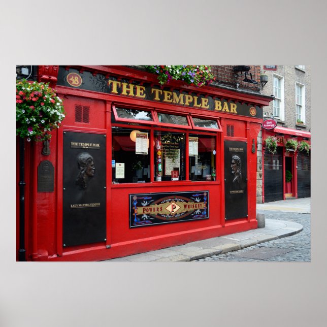 Pôster cartaz do pub Red Temple Bar em Dublin (Frente)