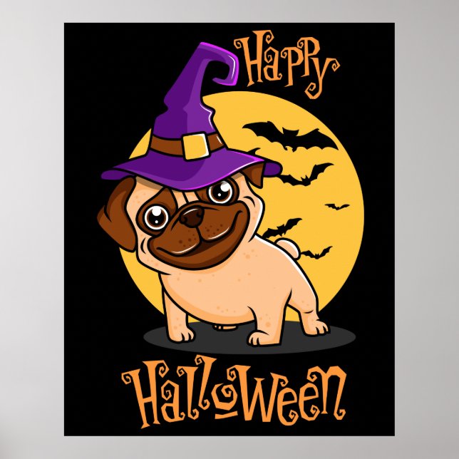 Poster Cartaz do Pug de Halloween (Frente)