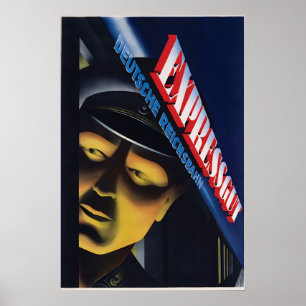 Poster Cartaz do Reichsbahn alemão Envio expresso! Vintag