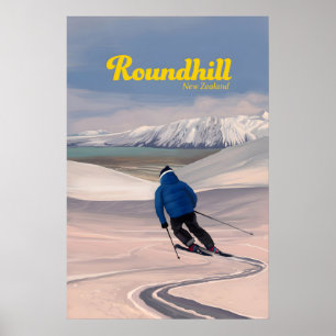 Poster Cartaz do Resort de Esqui Roundhill Nova Zelândia