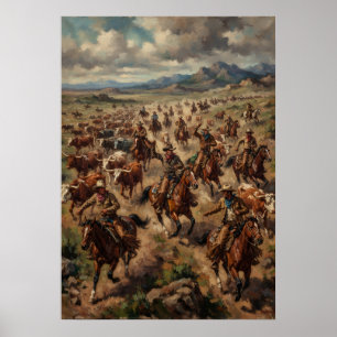 Poster Cartaz do Rodeio de Gado do Cowboy do Velho Oeste