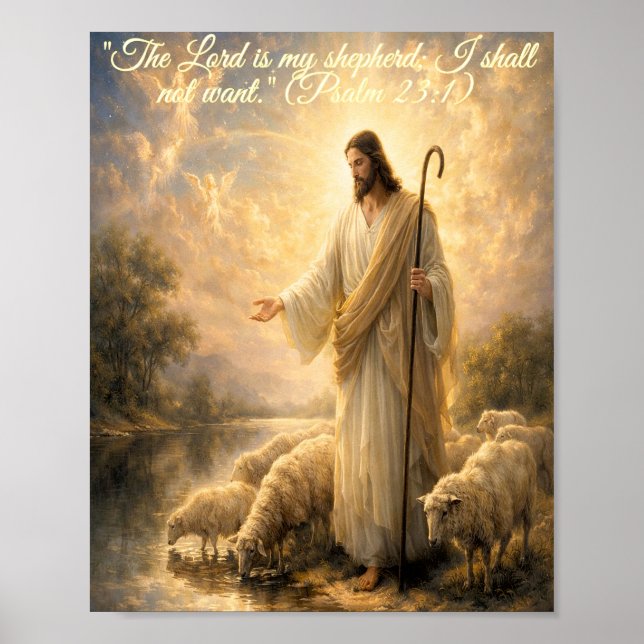 Poster Cartaz do Salmo 23:1 Jesus como Pastor (Frente)