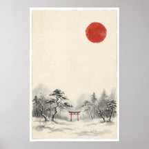 Cartaz do Santuário Japonês na Floresta Nebulosa |