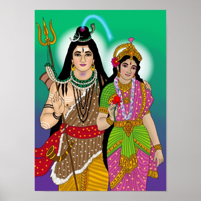 Poster Cartaz do Senhor Shiv-Parvati (Frente)