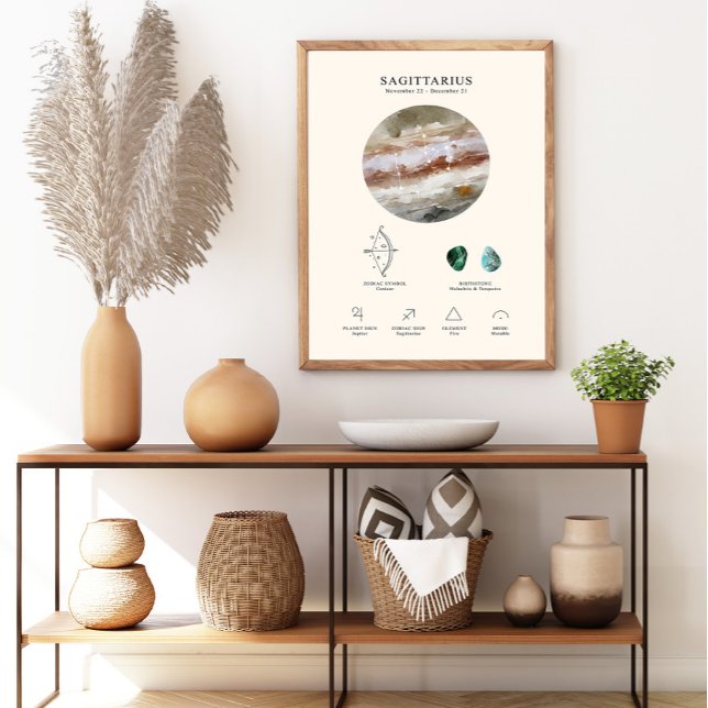 Poster Cartaz do Signo de Sagitário com Pedra de Nascimen (Criador carregado)