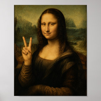 Poster Cartaz do Sinal de Paz da Mona Lisa
