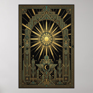 Poster Cartaz do Sol e da Lua Celestiais Art Déco | Geome