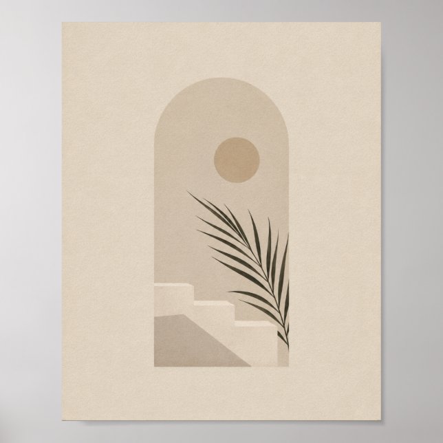 Poster Cartaz do Sol Palma Arco Boho Minimalista (Frente)