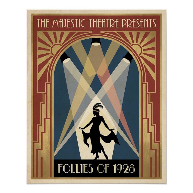 Pôster Cartaz do Teatro Follies da década de 1920 (Frente)