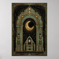 Cartaz do Templo Celestial Art Déco | Explosão Sol