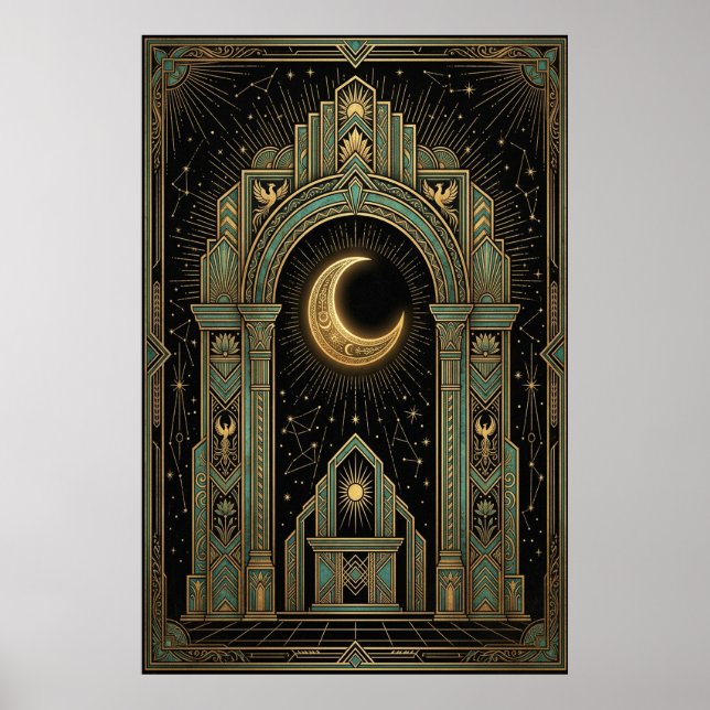 Poster Cartaz do Templo Celestial Art Déco | Explosão Sol (Frente)