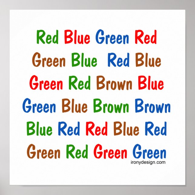 Pôster Cartaz do Teste de Stroop (Frente)