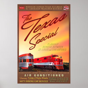 Poster Cartaz do Trem Retro Texas Special MKT Katy Frisco
