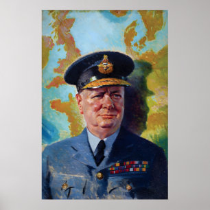Poster Cartaz do uniforme da RAF de Winston Churchill da 