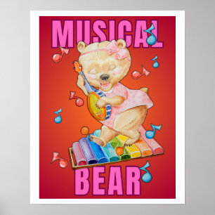 Poster Cartaz do Urso Musical Impressão, Valor (Semi-Bril