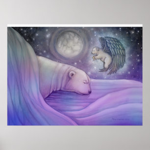 Poster Cartaz do Urso Polar Mágico e Anjo