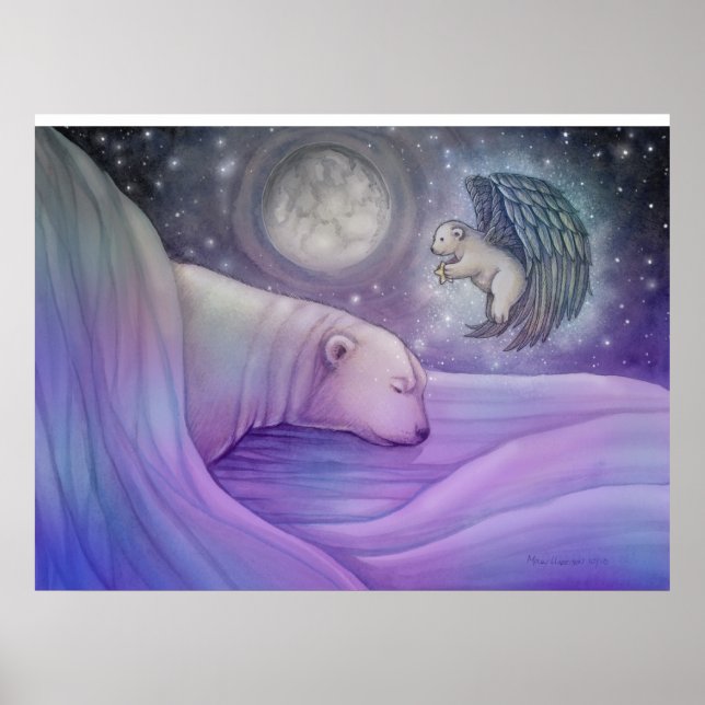 Poster Cartaz do Urso Polar Mágico e Anjo (Frente)