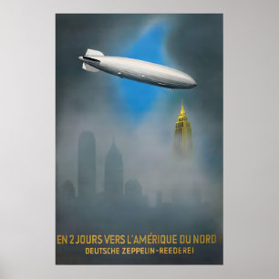 Poster Cartaz do Zepelim Alemão Sobre Nova York Em 2 dias