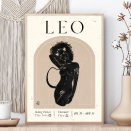 Poster Cartaz do Zodíaco Feminino de Leão | Arte de Astro