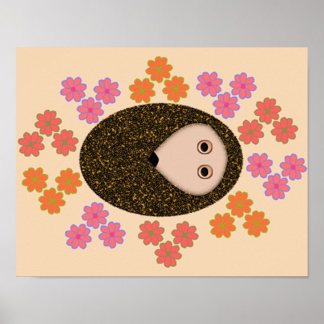 Pôster Cartaz doouriço-cacheiro Sonolento e Flores (Frente)