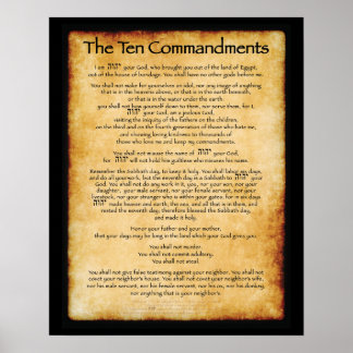 Poster Cartaz dos 10 Mandamentos 16 x 20
