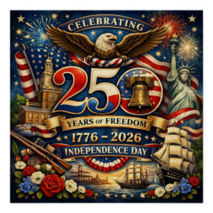 Pôster Cartaz dos 250 Anos de Liberdade (1776–2026)