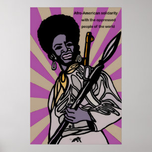 Poster Cartaz dos anos 1970 Pantera Negra Afro-Americano