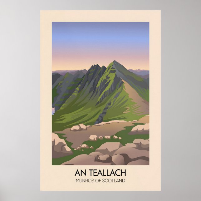 Poster Cartaz dos Munros de An Teallach na Escócia (Frente)
